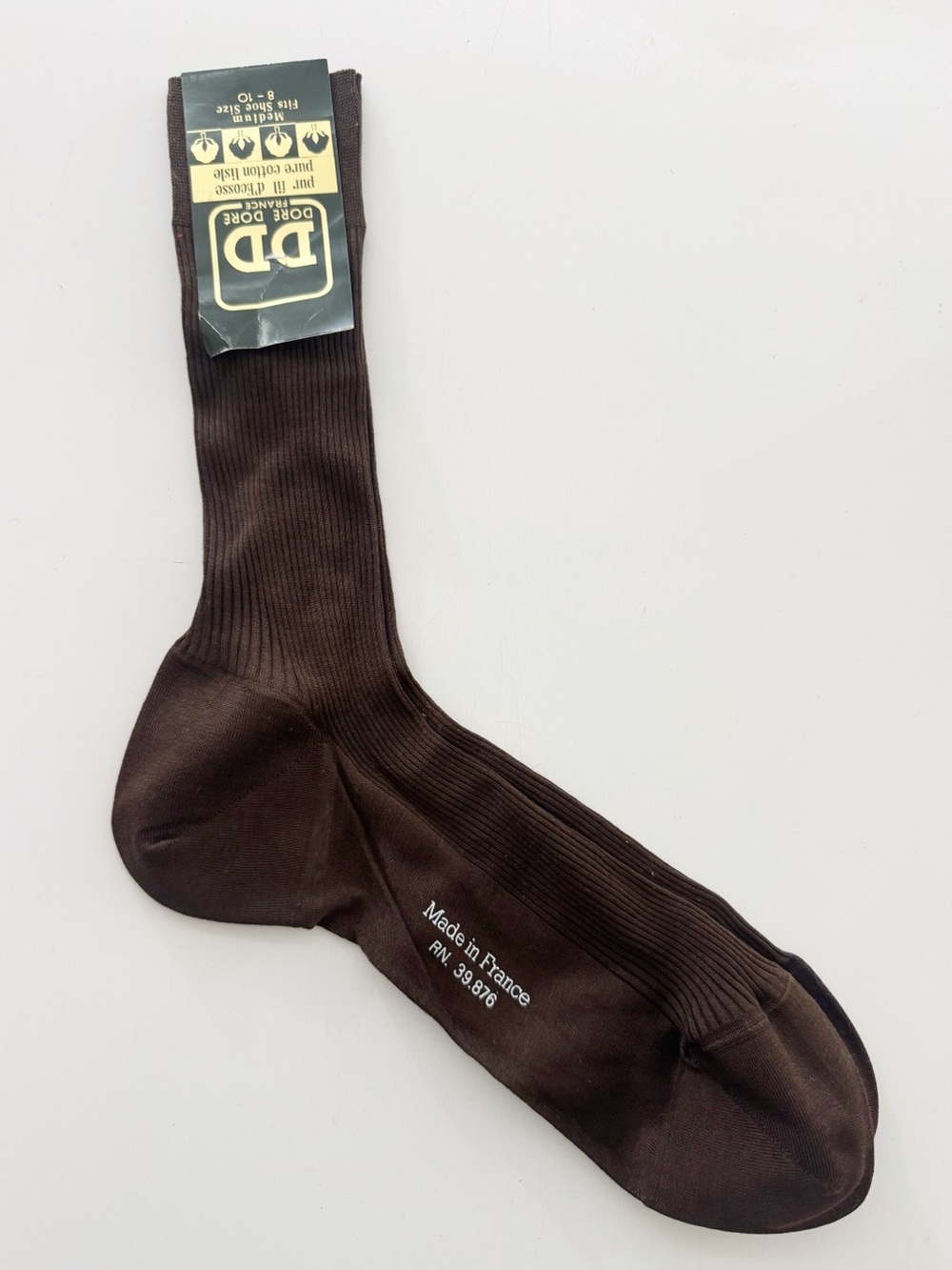 Vintage Doré Doré Brown Dress Socks Made in France